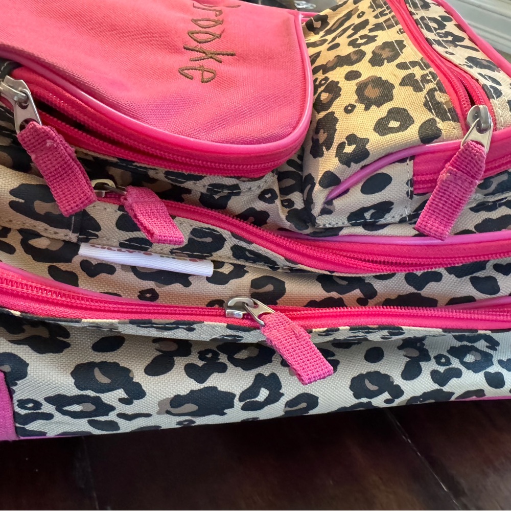 Lily’s Kids Pink Leopard Print Rolling Backpack- 16 x 12 - Picture 10 of 16